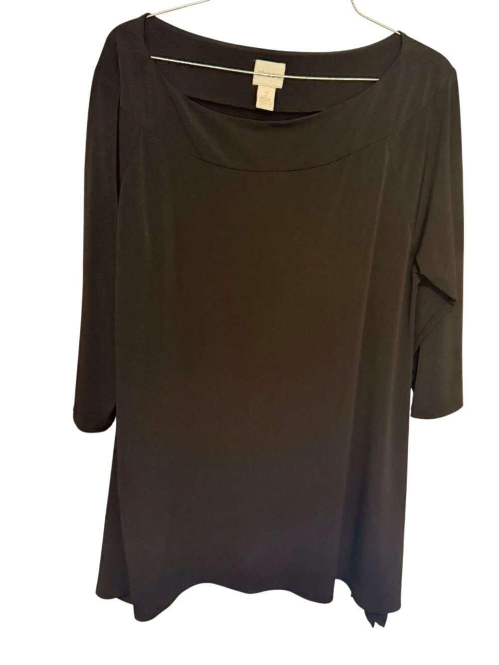 Chico's Top Black Boatneck Tunic Womans 2/L
